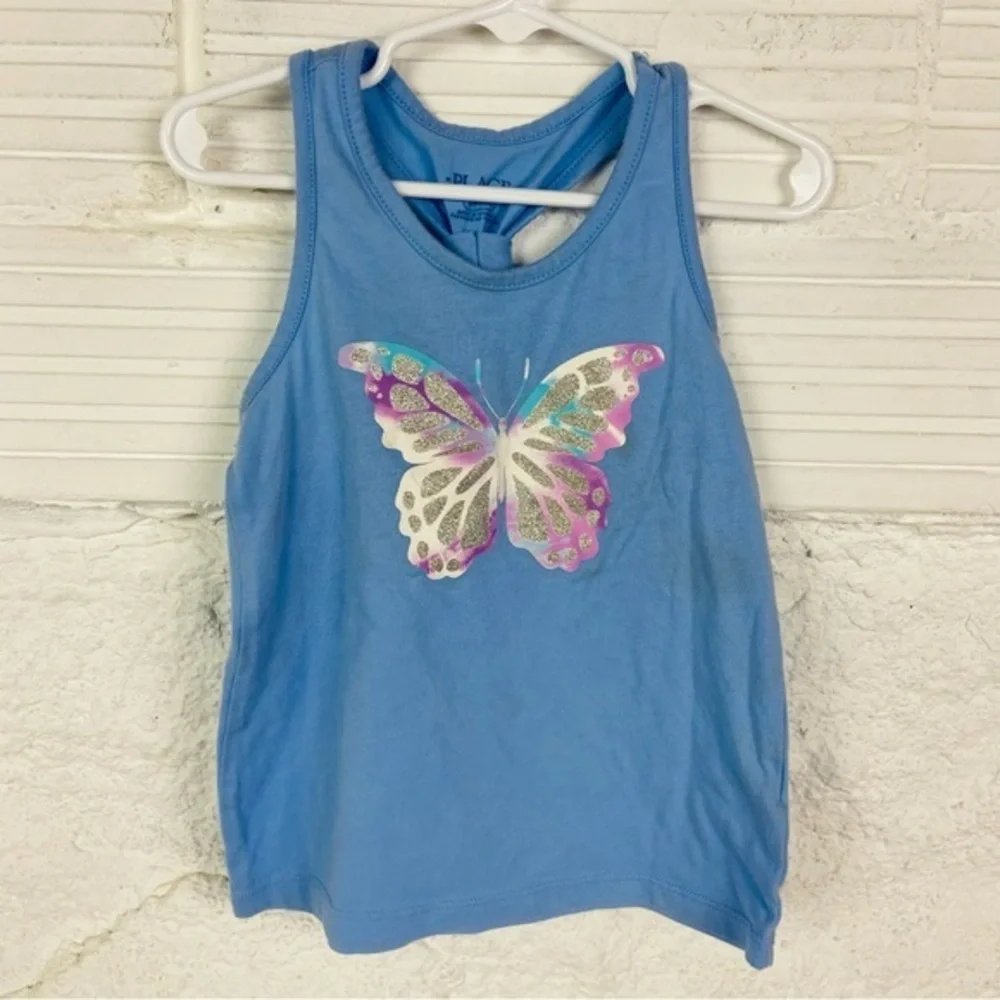THE CHILDREN PLACE Blue racer back Butterfly Tank Top for Kids size S 5/6